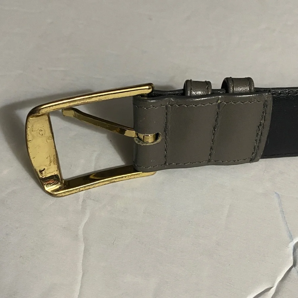 Vintage Gray Imported Cowhide Leather Belt, Made in Haiti, Sz 34, Neutral​​,NWOT